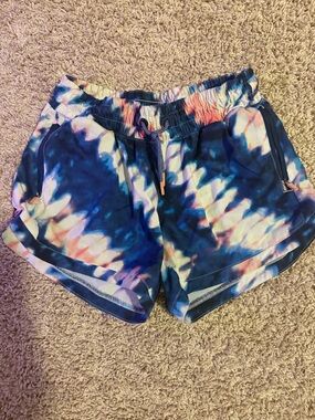 Athleta Girls Blue and Pink Tie-Dye Athletic Shorts